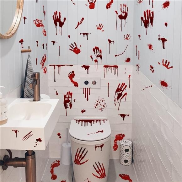 Halloween Bloody Handprint and Footprint Window Stickers - Wall Stickers - Picture 1 of 8